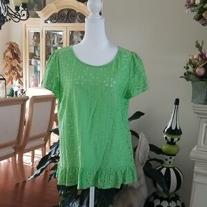 Lilly Pulitzer Vibrant Green Lace Blouse